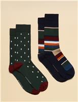 2pk Striped Cotton Rich Socks