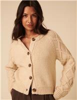 Cable Knit Crew Neck Relaxed Cardigan