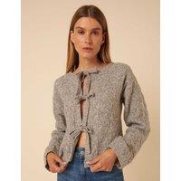 Cable Knit Tie Front Relaxed Cardigan