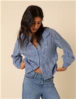 Cotton Rich Pointelle Collared Cardigan