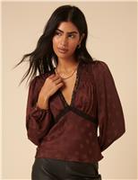 Polka Dot V-Neck Blouse