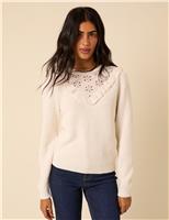 Pure Cotton Ribbed Broderie Jumper