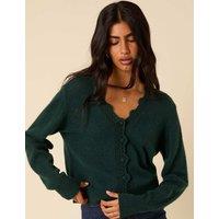 Nobody's Child Wool Blend V-Neck Cardigan Green
