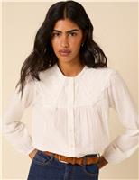 Pure Cotton Embroidered Collared Blouse