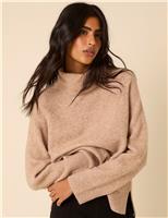 Textured Roll Neck Jumper With Wool