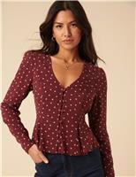 Polka Dot V-Neck Blouse