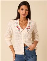 Pointelle Collared Cardigan