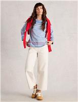 Pure Cotton Striped Button Detail Top