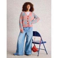 Floral Button Front Cardigan with Wool
