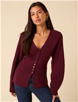 Pure Cotton Textured Barrel Sleeve Cardigan