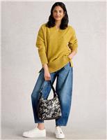 Textured V-Neck Split Hem Jumper