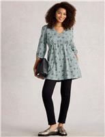 Pure Cotton Jersey Floral V-Neck Tunic