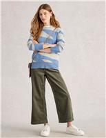 Merino Wool Blend Abstract Crew Neck Jumper