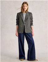 Herringbone Single Breasted Blazer with Wool