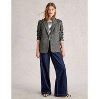 Herringbone Single Breasted Blazer with Wool