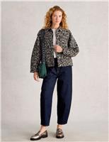 Wool Blend Floral Jacquard Collared Jacket