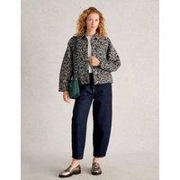 Wool Blend Floral Jacquard Collared Jacket
