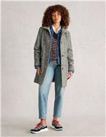 Wool Blend Tweed Funnel Neck Coat