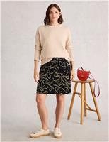 Cord Floral Kneel Length A-Line Skirt