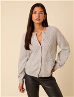 Embroidered Crew Neck Relaxed Cardigan