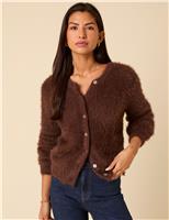 Eyelash Crew Neck Relaxed Cardigan
