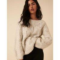 Nobody's Child Textured Slash Neck Relaxed Jumper Grey