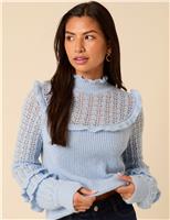 Ruffle Pointelle Jumper with Wool and Alpaca