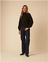 Cotton Rich Pointelle Roll Neck Jumper
