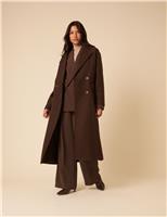 Nobody's Child Wool Blend Relaxed Double Breasted Coat Brown