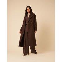 Nobody's Child Wool Blend Relaxed Double Breasted Coat Brown