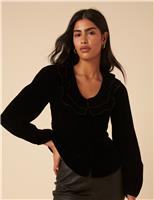Velvet Collared Blouse