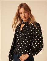 Polka Dot Tie Detail Blouse