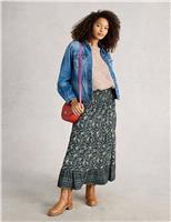 Jersey Printed Maxi A-Line Skirt