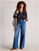 Pure Cotton Embroidered Notch Neck Blouse