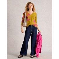 Pure Cotton Printed V-Neck Top