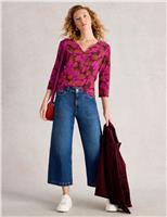 Pure Cotton Printed V-Neck Top