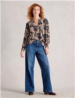 Floral V-Neck Button Through Blouse