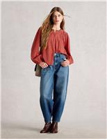 Pure Cotton Checked Button Through Blouse
