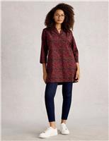 Pure Cotton Cord Printed Collared Tunic