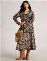 Jersey Printed V-Neck Midi Dress