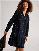 Cord Embroidered Knee Length Tiered Dress