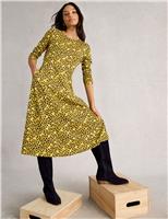 Printed Jersey Midi Skater Dress