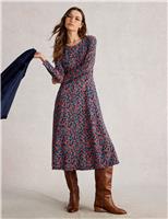 Jersey Printed Midi Waisted Dress