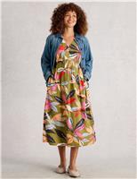 Floral V-Neck Midi Waisted Dress