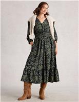 Pure Cotton Printed Midi Tiered Dress