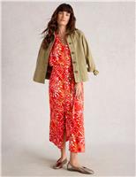Floral V-Neck Tie Waist Midi Tea Dress