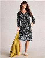 Jersey Floral V-Neck Shift Dress
