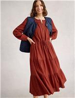 Pure Cotton Checked Midi Tiered Dress