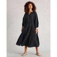 Pure Cotton Printed Midi Relaxed Tiered Dress