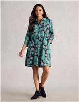 Cotton Blend Floral Knee Length Tea Dress